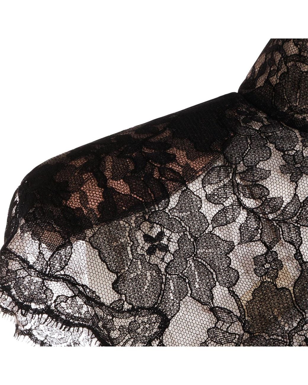 Valentino Black Floral Lace Short-Sleeved Top