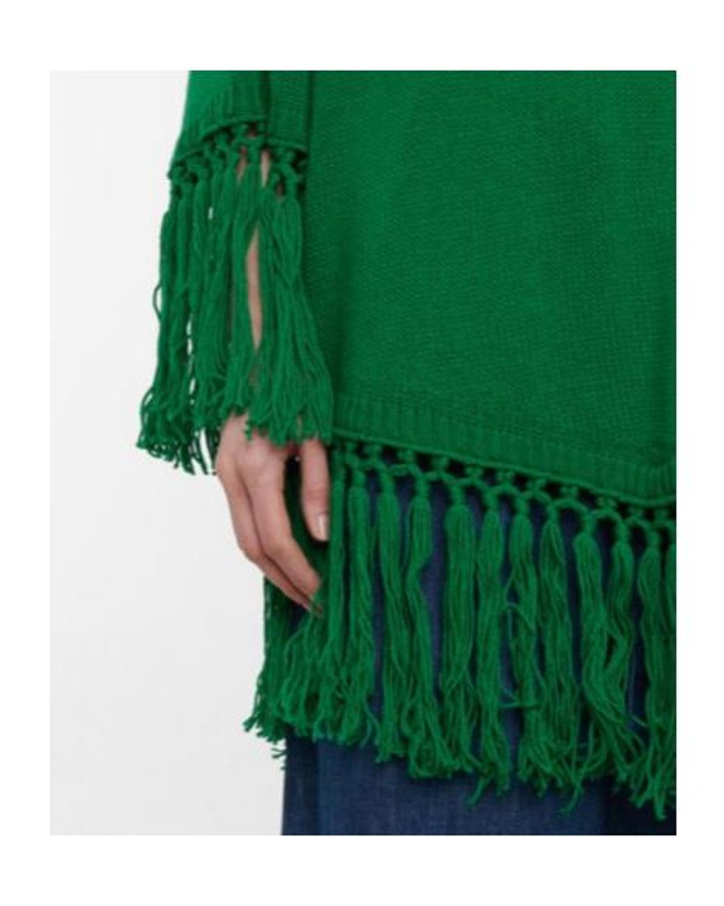 Valentino Green Fringe-Trimmed Virgin Wool Poncho