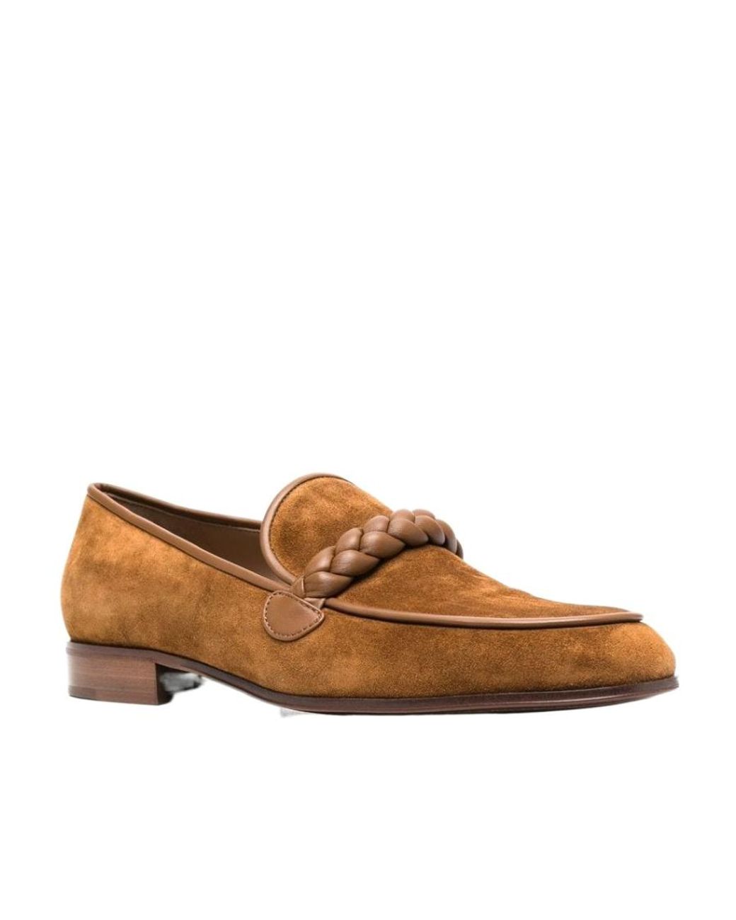 Gianvito Rossi Brown Massimo Braided Suede Loafers for men