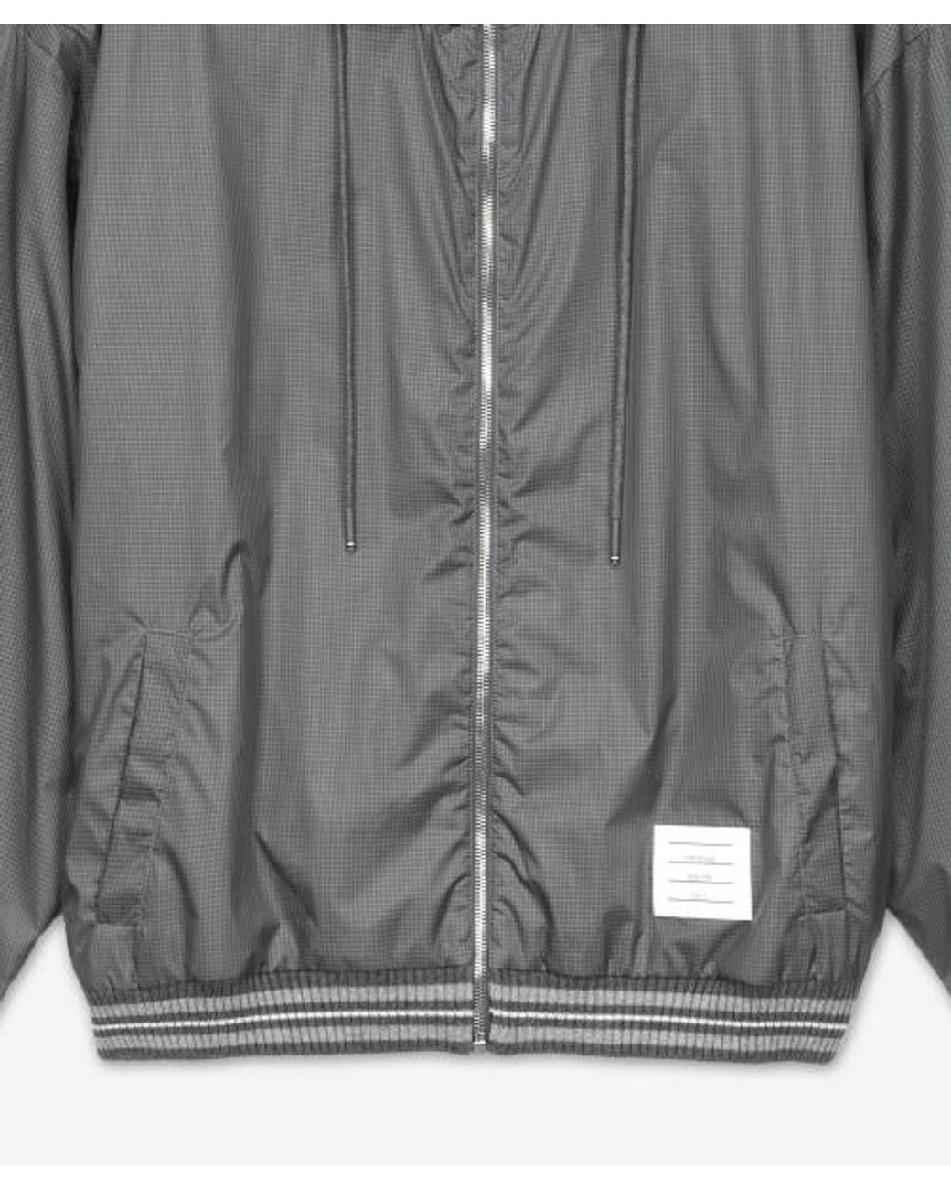 Thom Browne Gray Logo-Patch Ripstop Lightweight Jacket for men
