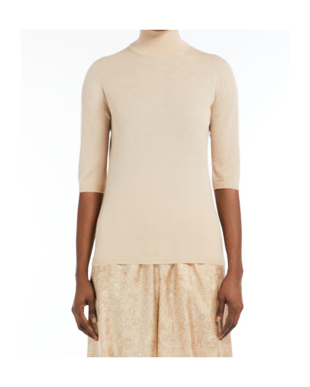 Max Mara Natural Cecina High Neck Half-Sleeved Jumper