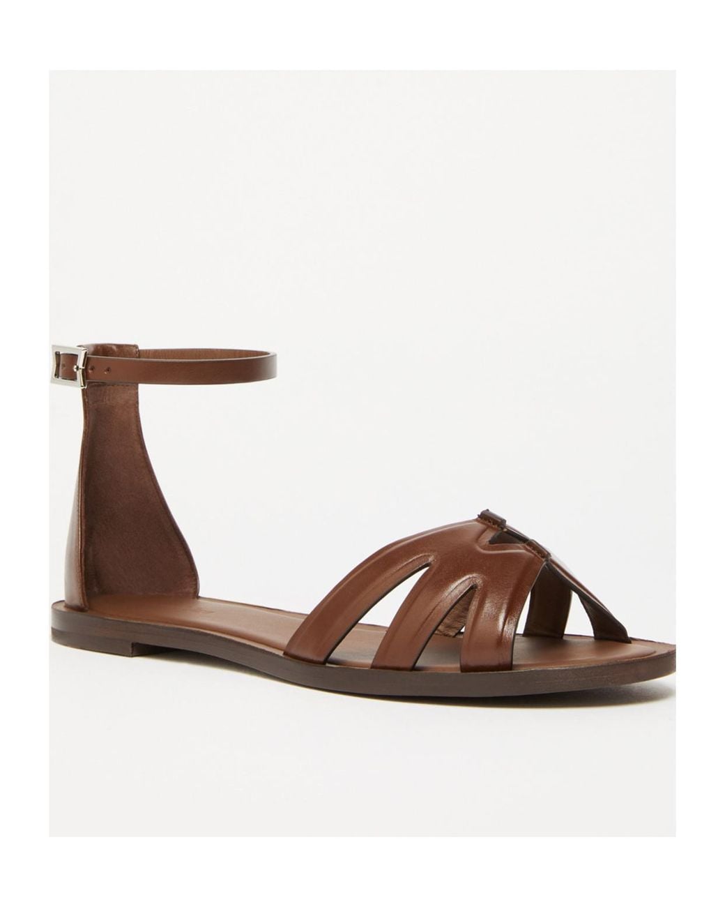 Max Mara Brown Flat Leather Sandals