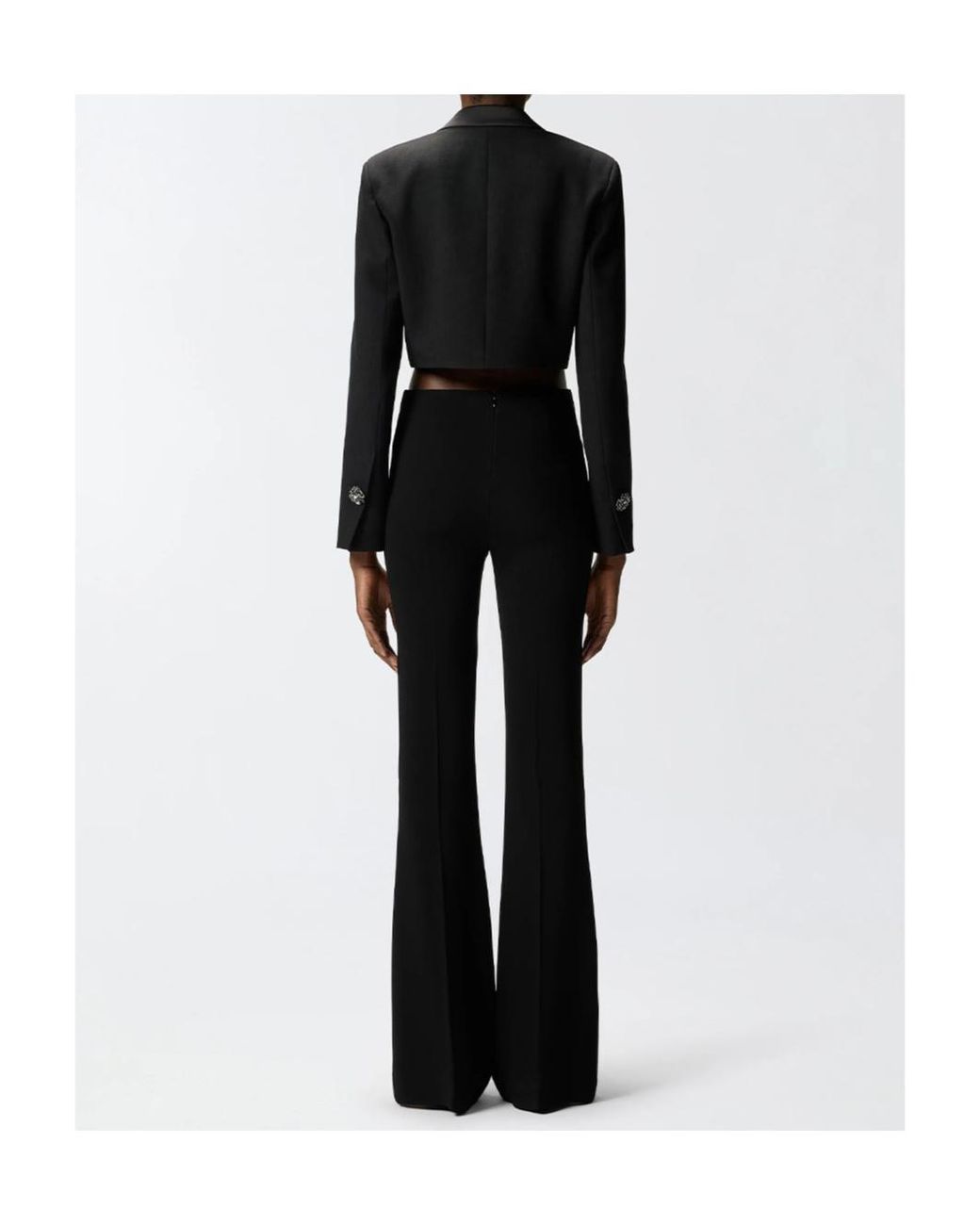 Pinko Black Floral-Appliqué Flared Trousers