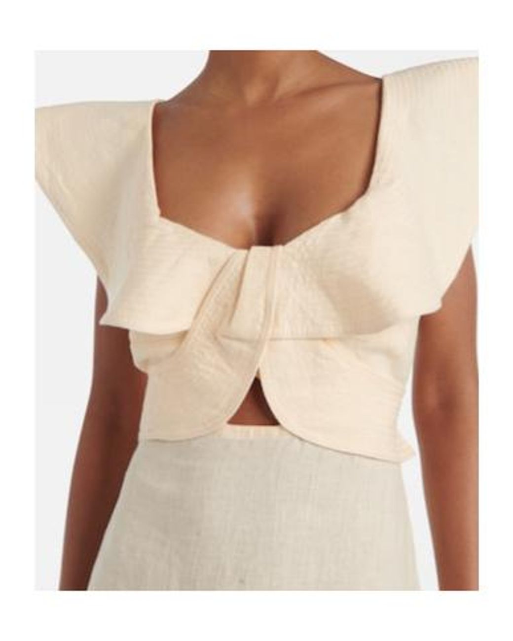 Johanna Ortiz White Ruffled Linen Midi Dress