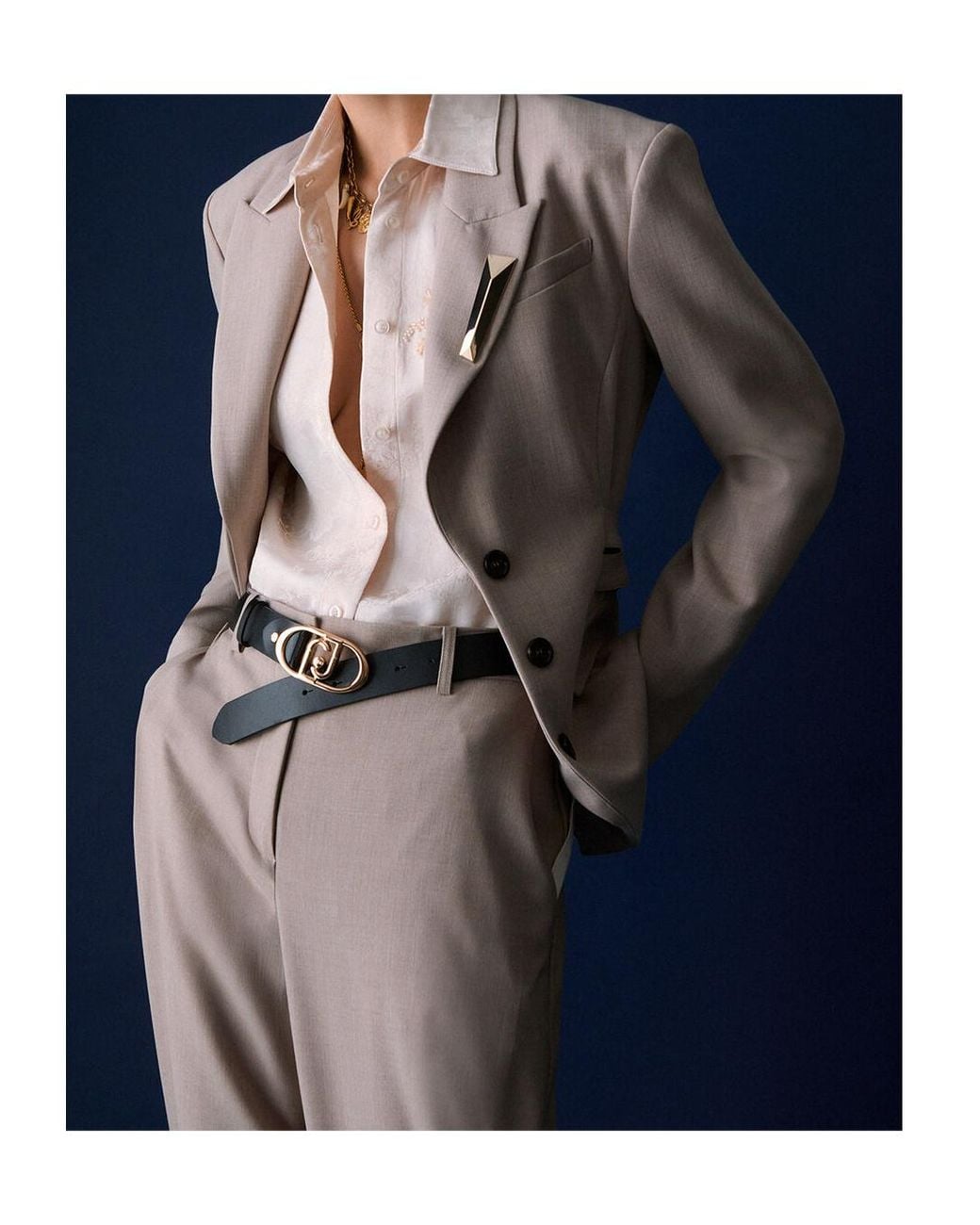 Liu Jo Natural Single-Breasted Suit Jacket