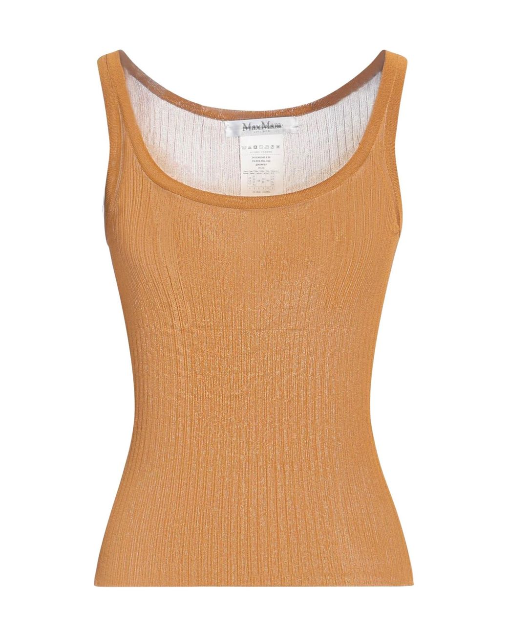 Max Mara Brown Solid Sleeveless Knit Top