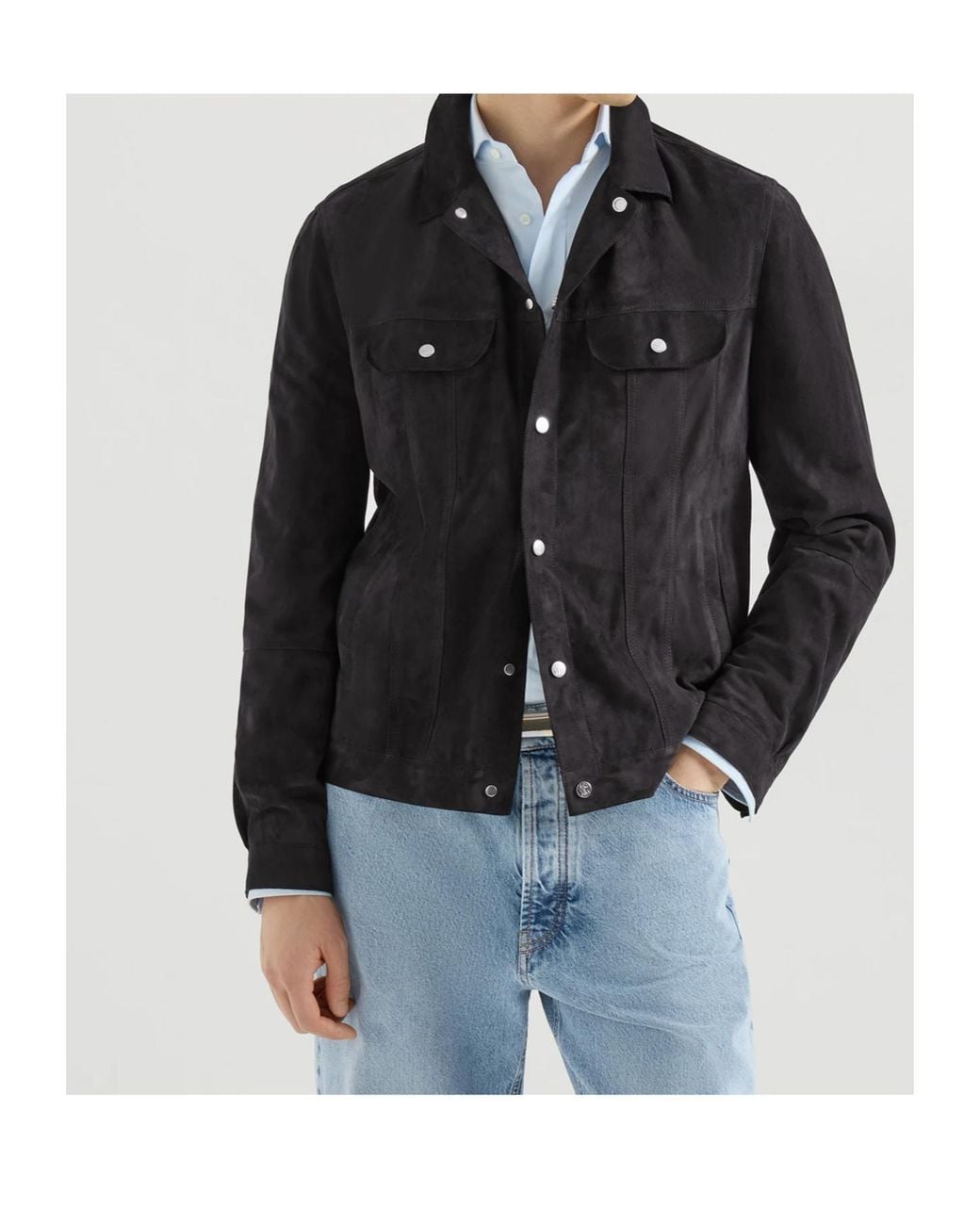 Brunello Cucinelli Black Long Sleeve Buttoned Jacket for men