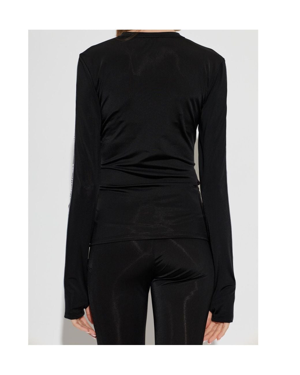 Moschino Black Logo Print Zip-Up Top