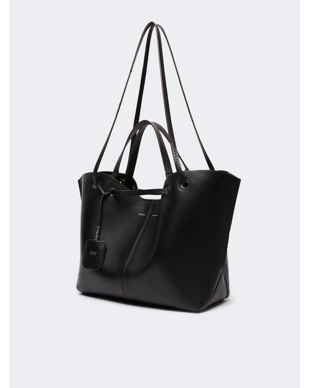 Max Mara Black Double Nappa-Leather Shopper Bag