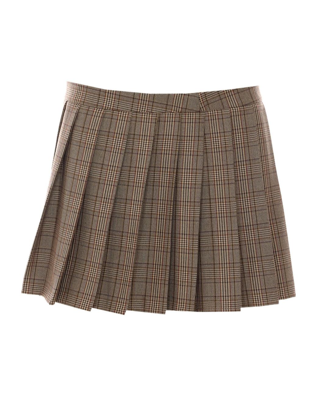 Aniye By Brown Pleated Check Mini Skirt