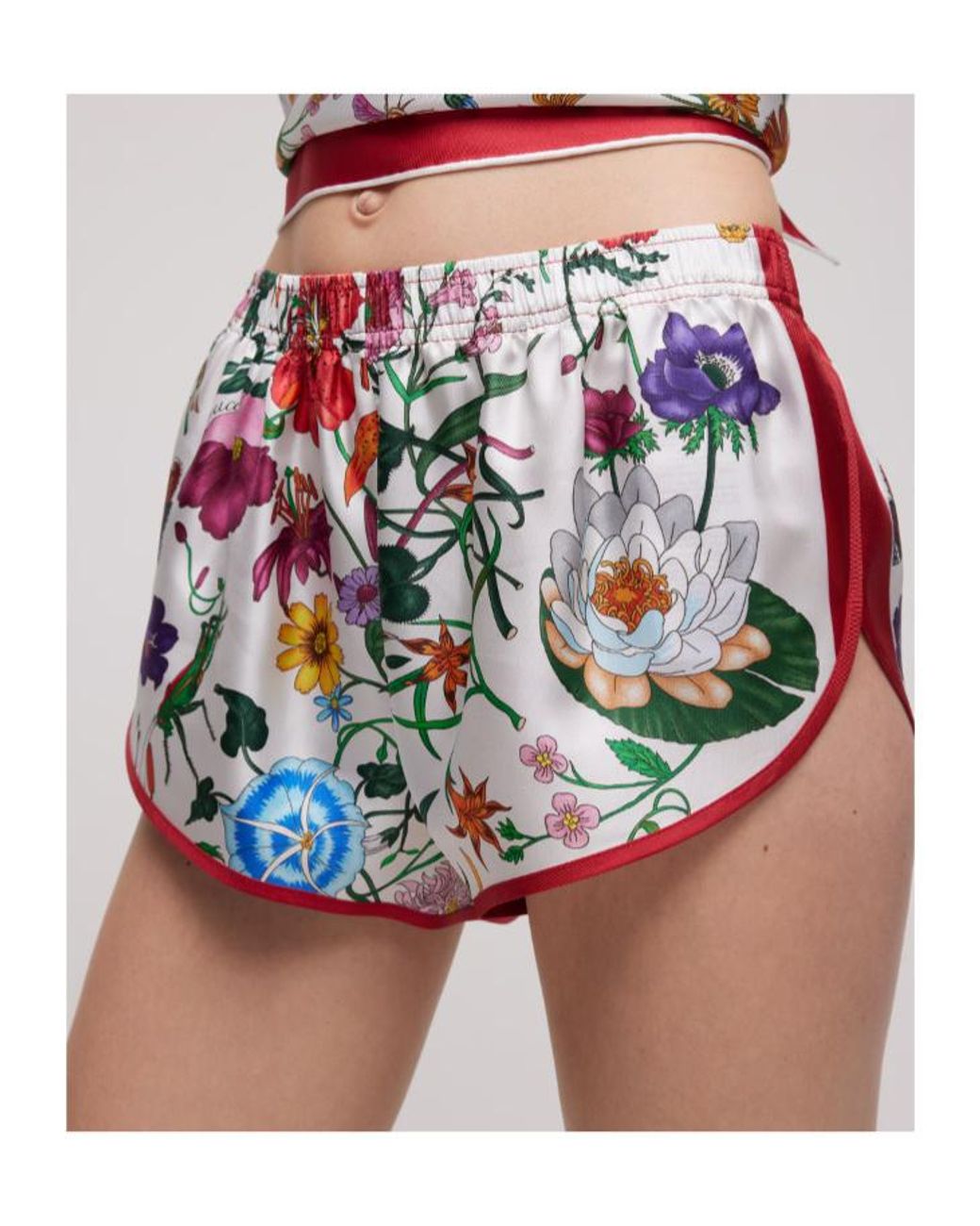 Gucci White Printed Silk Shorts