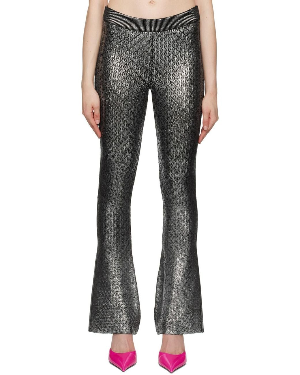 Rabanne Gray All-Over Patterned Flared Trousers