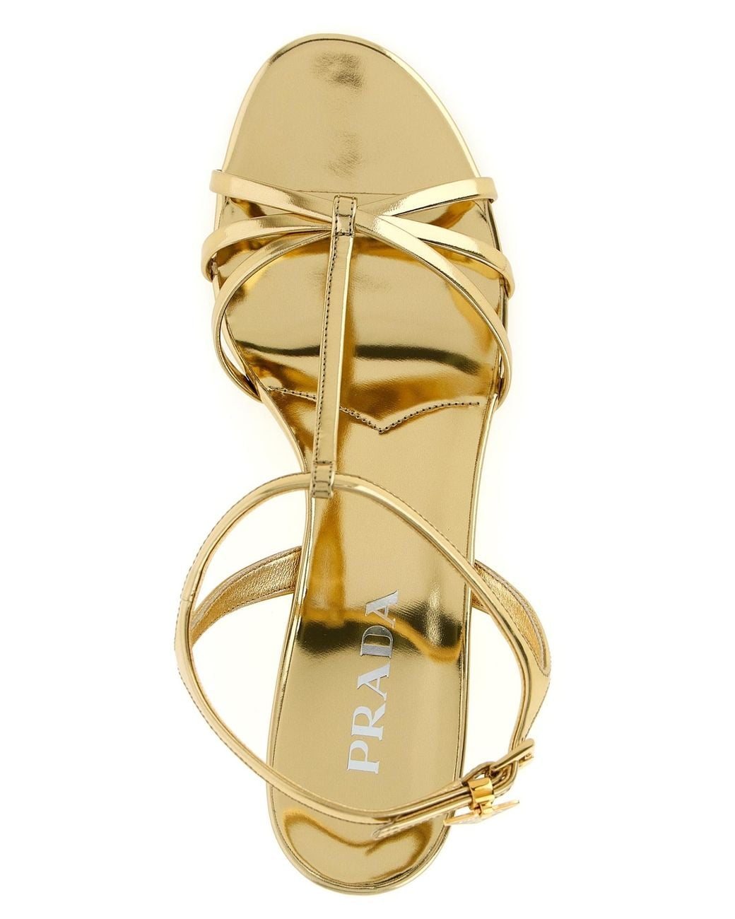 Prada Metallic T-Strap Buckle-Fastened Sandals