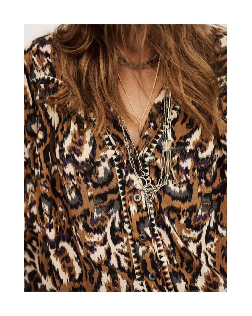 Ba&sh Brown Onada Patterned Top