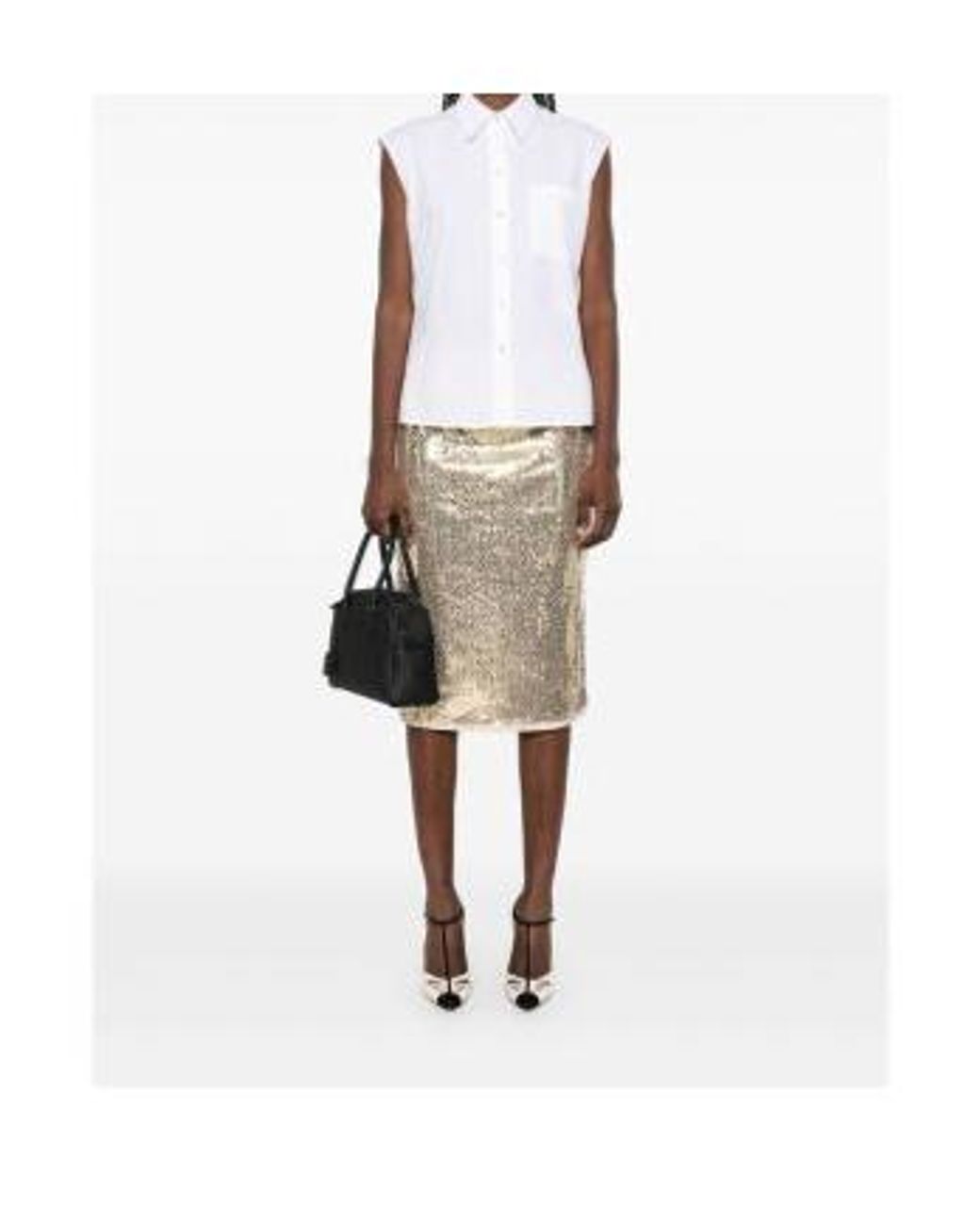 Prada Natural Sequinned Midi Skirt