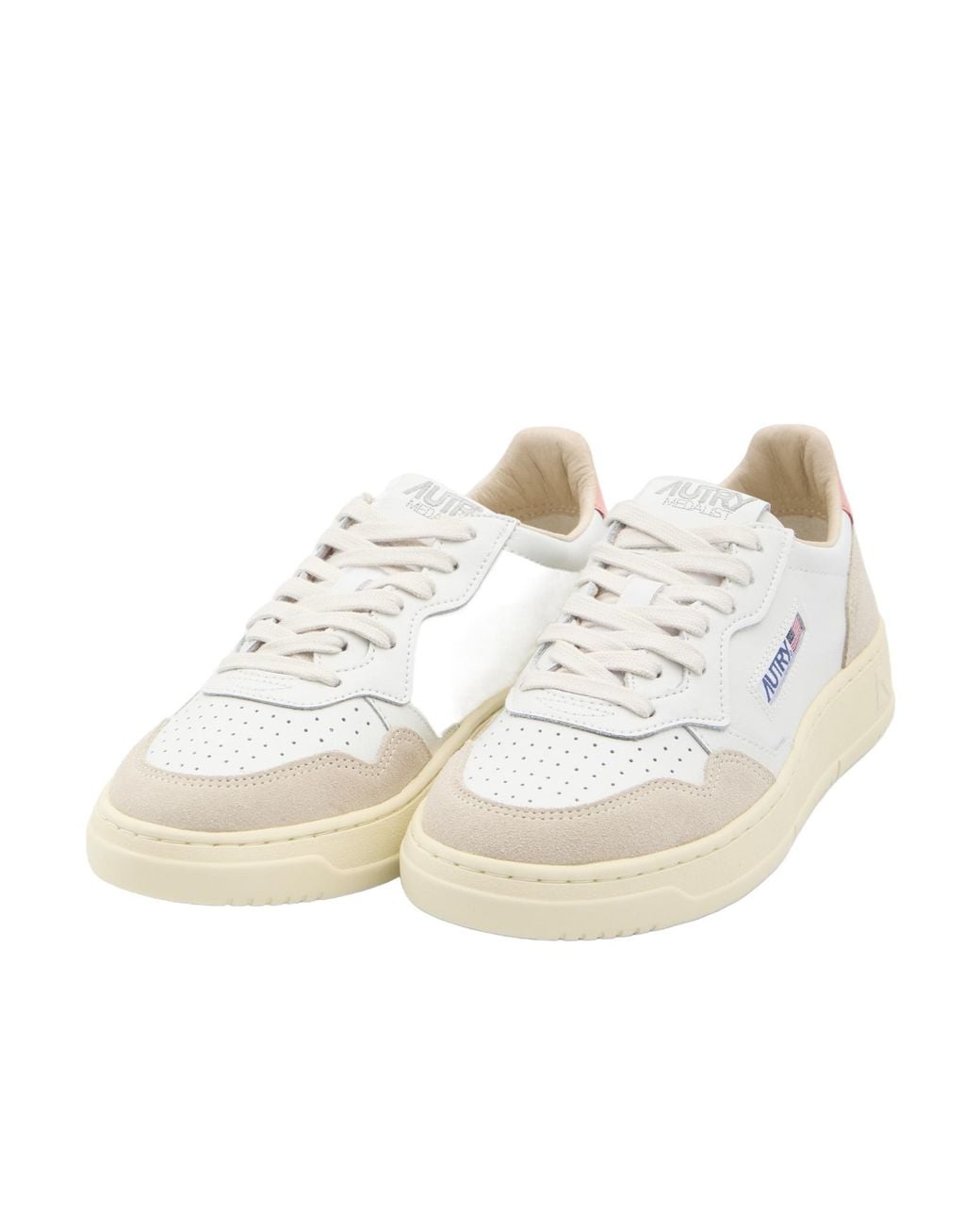 Autry White Medalist Low Lace-Up Sneakers