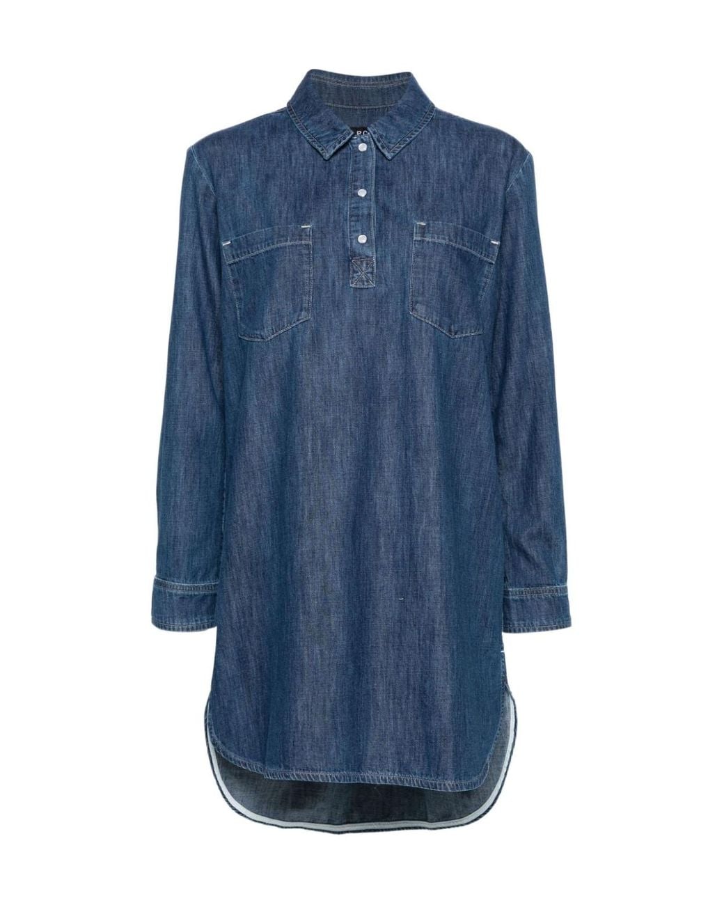 A.P.C. Blue Texas Chest Patch Denim Mini Dress