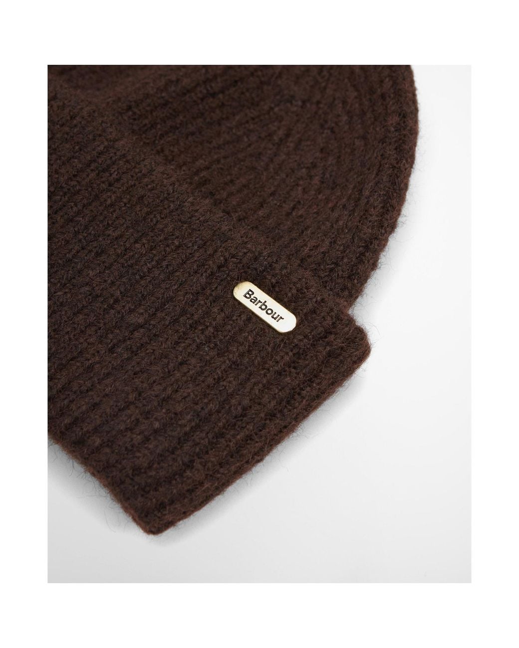 Barbour Brown Thick Ribbed Knit Beanie