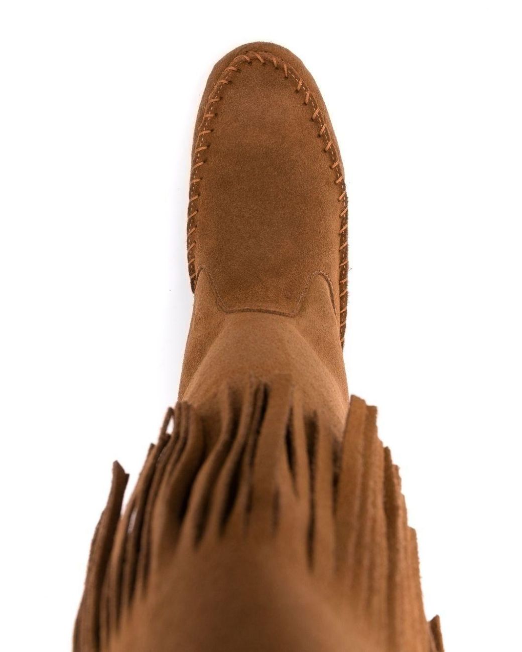 P.A.R.O.S.H. Brown Fringed Knee-Length Boots