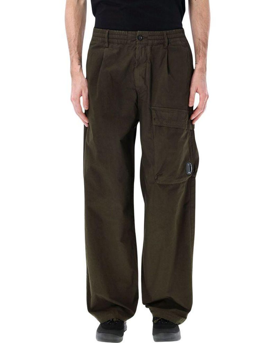 C P Company Green Wide-Leg Cargo Pants for men
