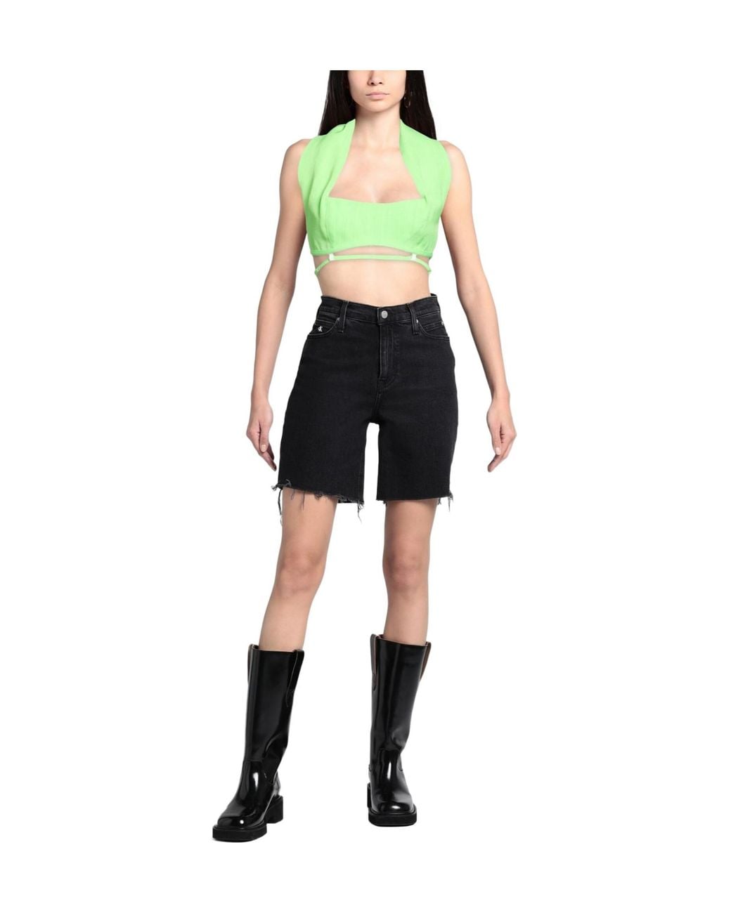 Jacquemus Green Simple Solid-Color Sleeveless Cropped Top