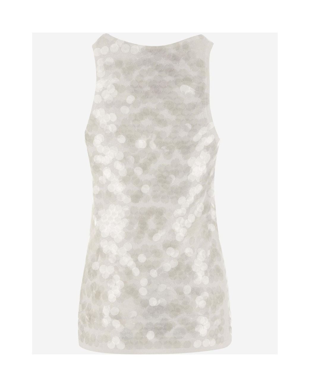 N°21 White Crew Neck Sequin Tank Top