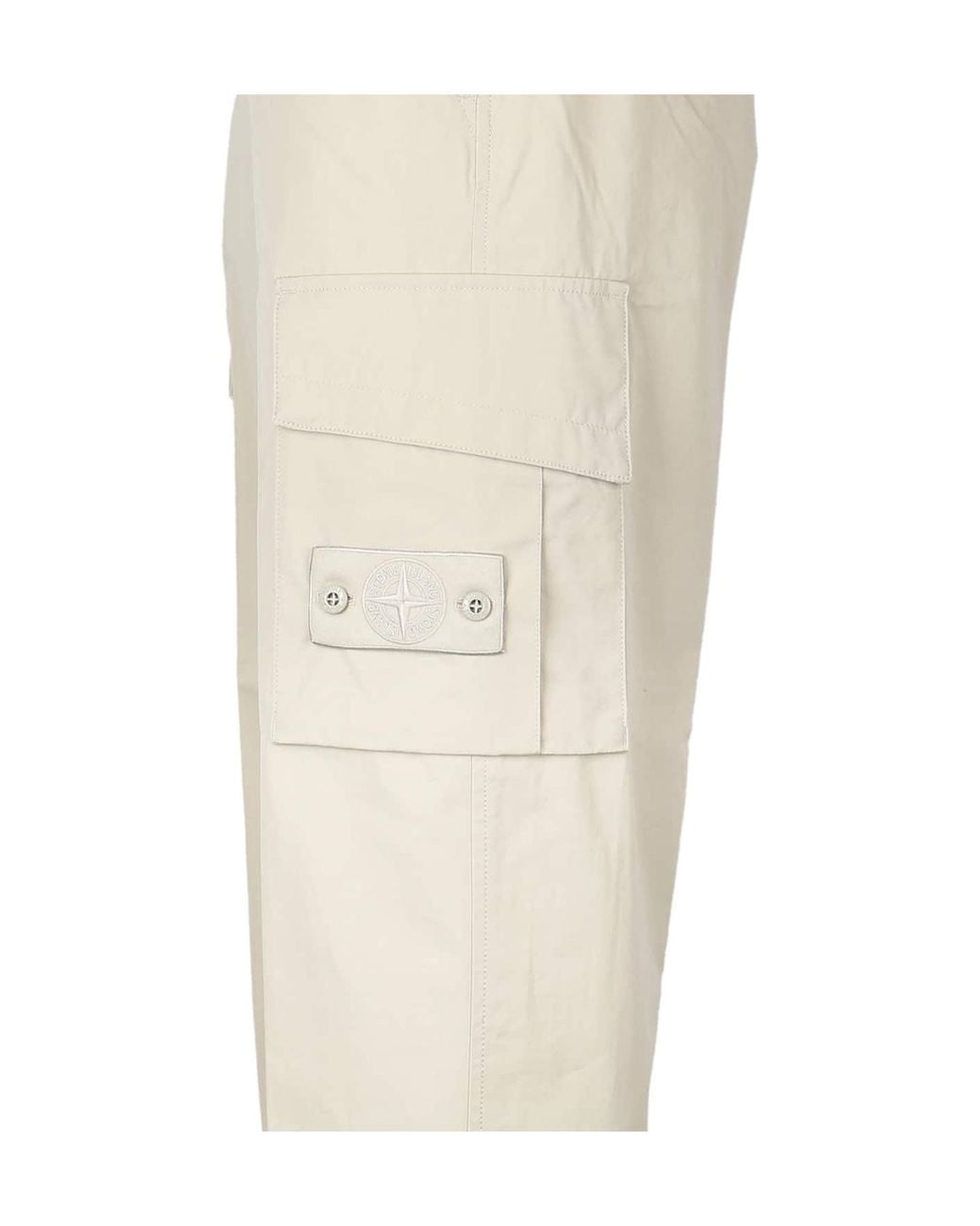Stone Island White Casual Trousers With Belt Loops for men