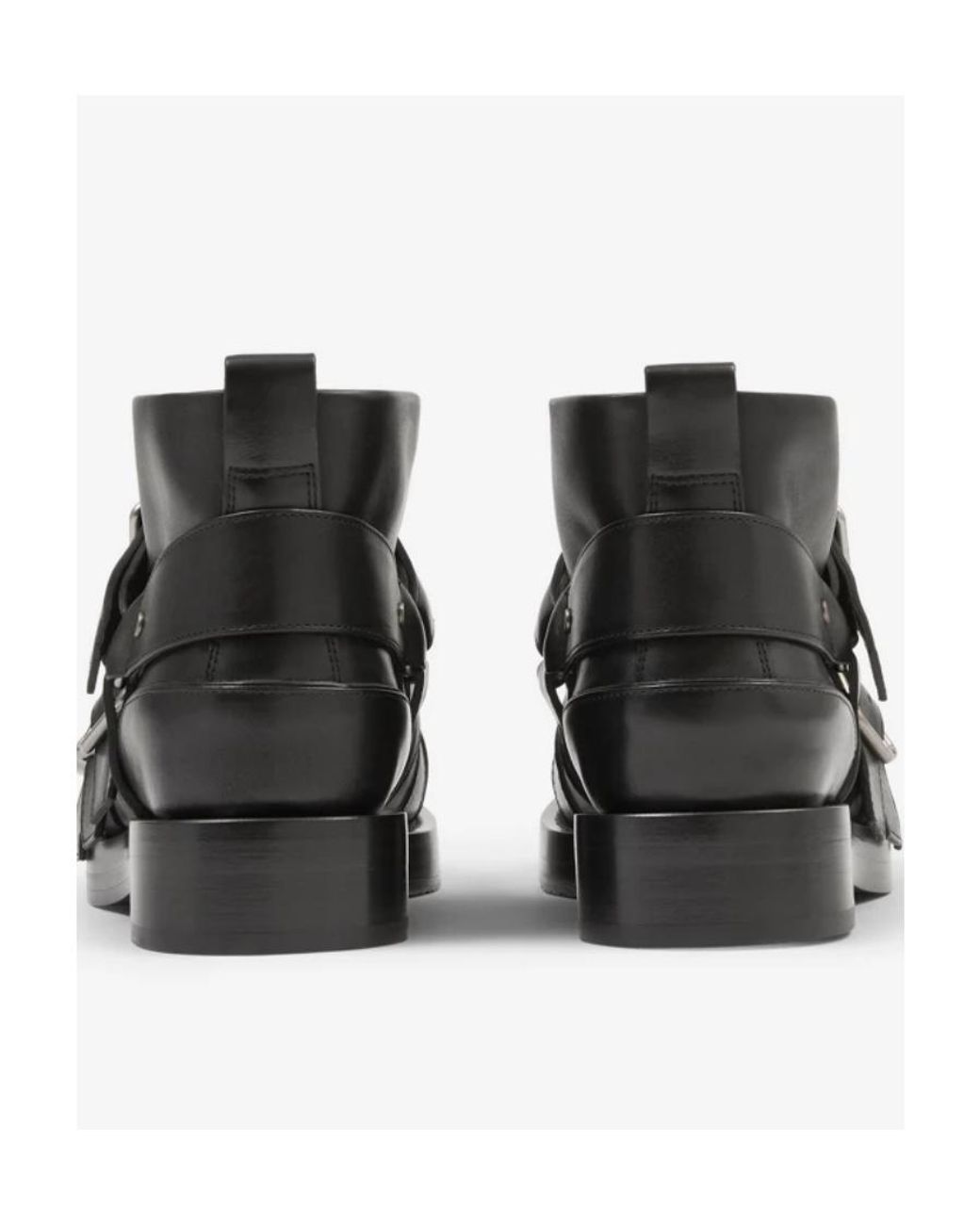 Burberry Black Buckle-Detail Leather Boots