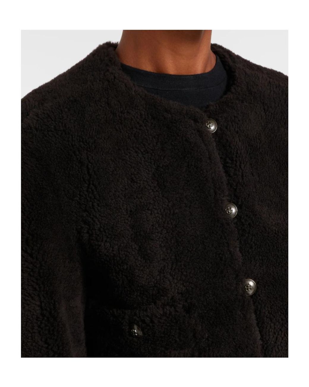 Dorothee Schumacher Black Crew Neck Long Sleeve Leather Jacket