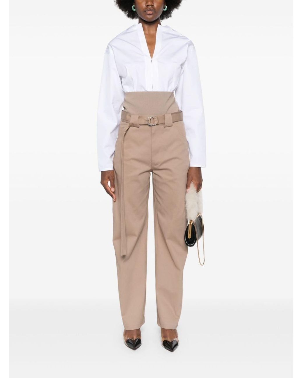 Alaïa White Alaïa V-Neck Drop Shoulder Shirt