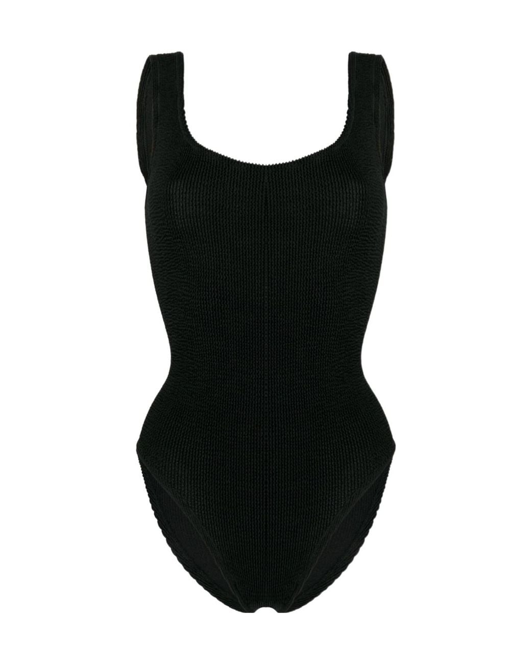 Reina Olga Black One Piece Ribbed Swimsuit