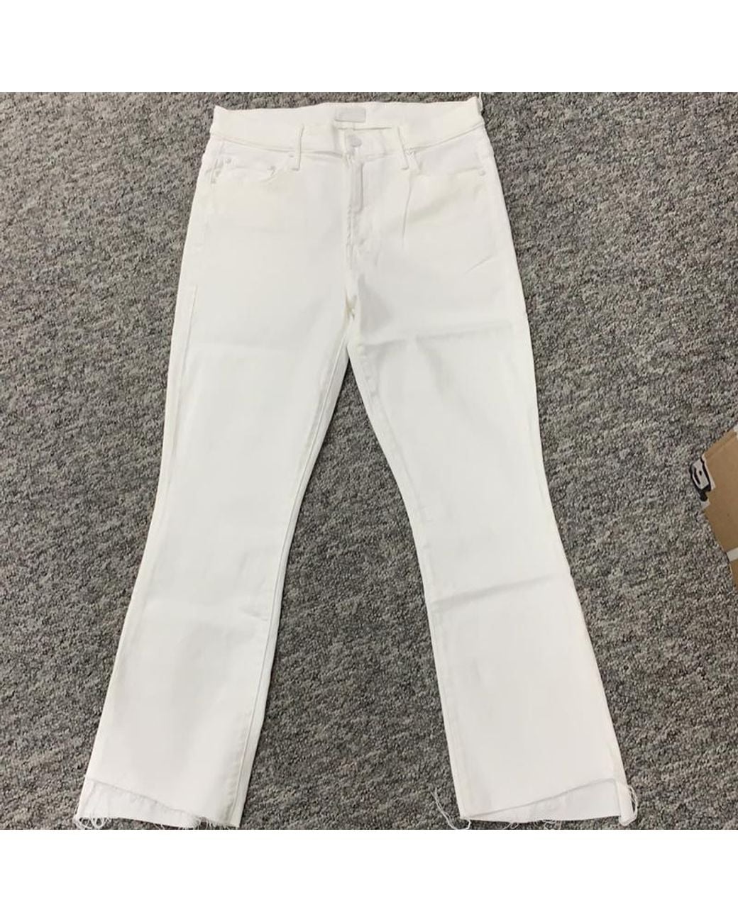Mother White The Insider Frayed Edge Cropped Trousers