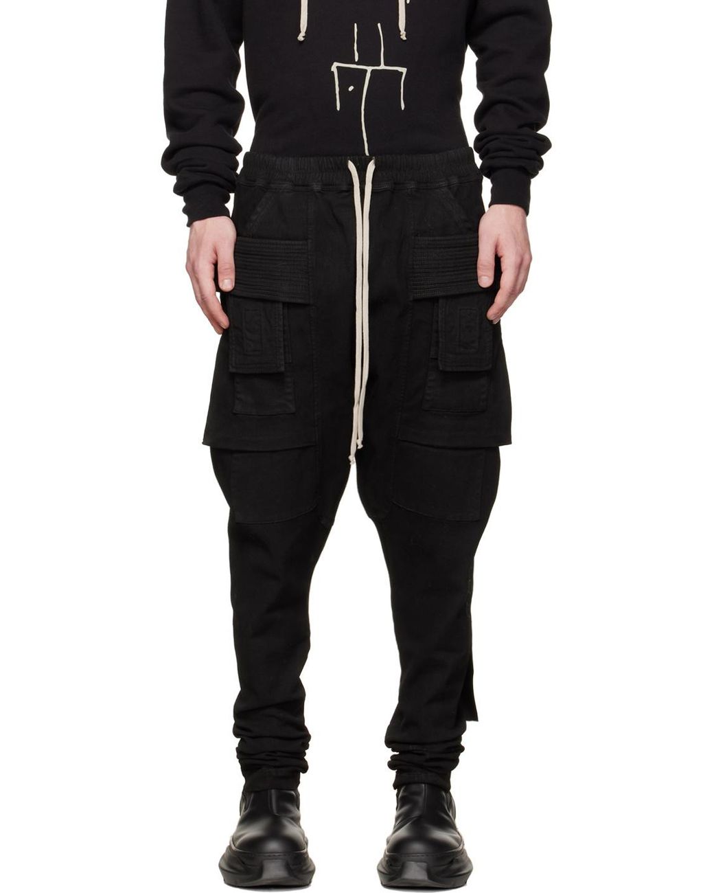 Rick Owens Black Skinny Cargo Trousers for men