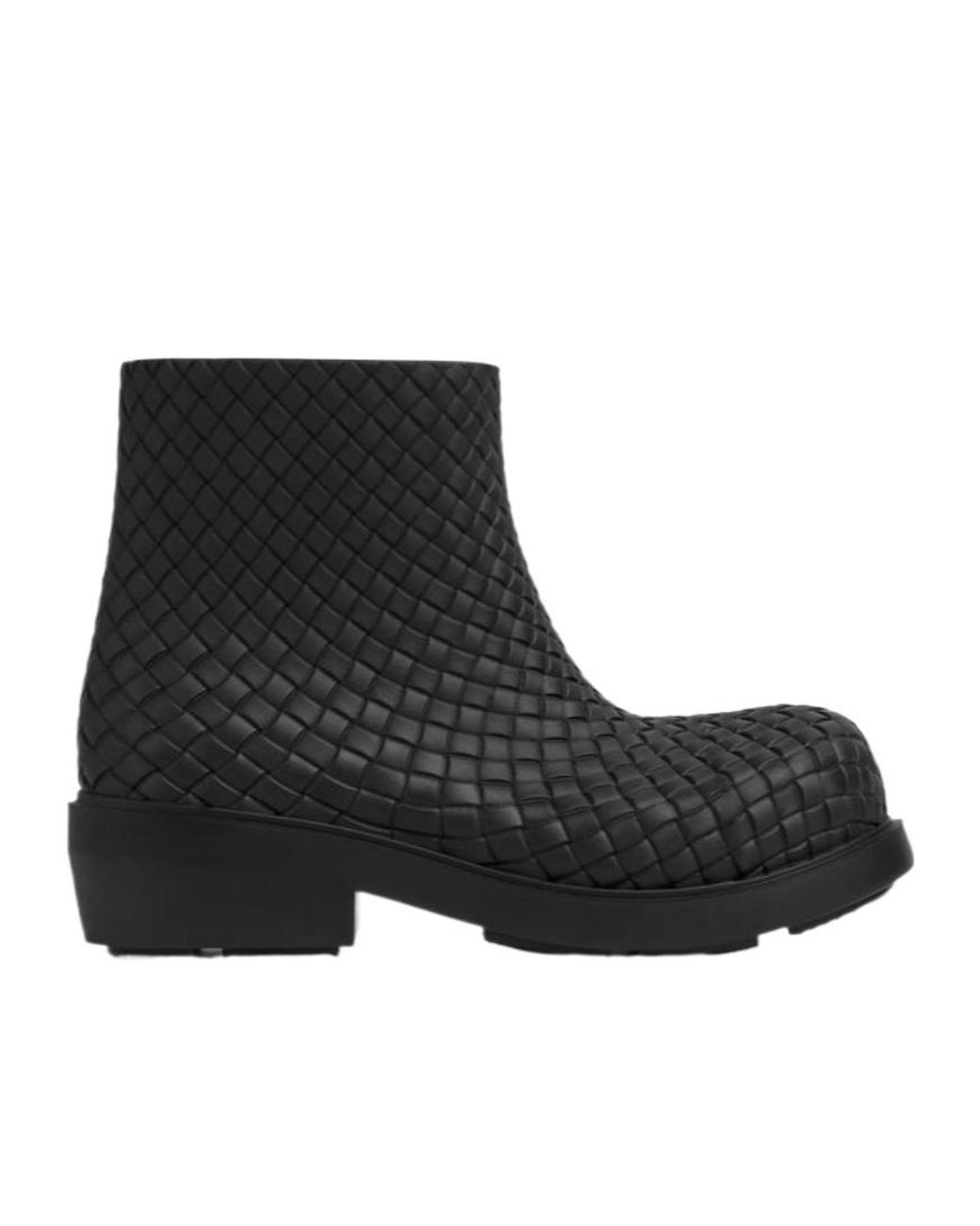 Bottega Veneta Black Fireman Ankle Boots
