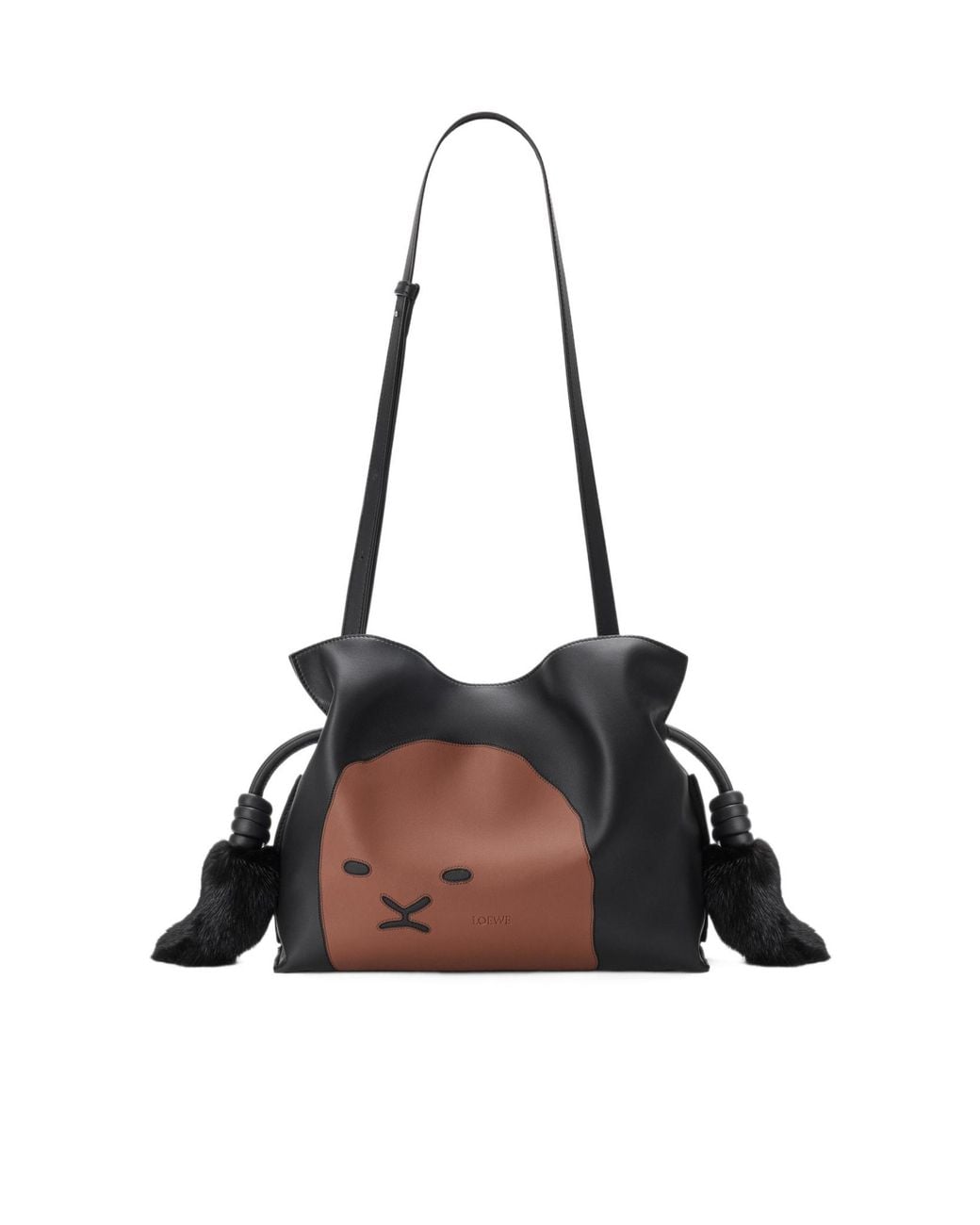 Loewe Black Medium Lion Intarsia Flamenco Shoulder Bag