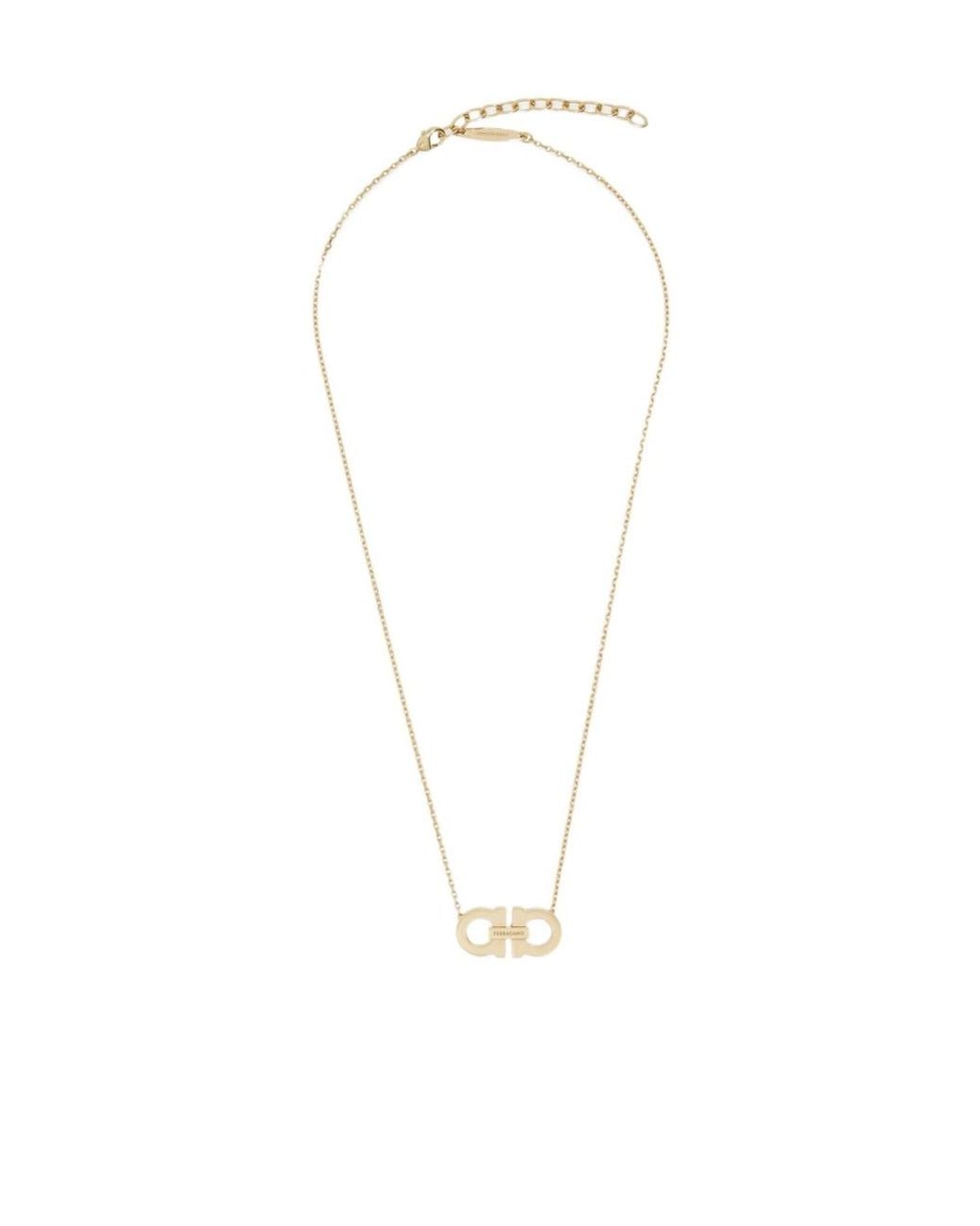 Ferragamo White Ferragamo Gancini Charm Claw Fastened Necklace