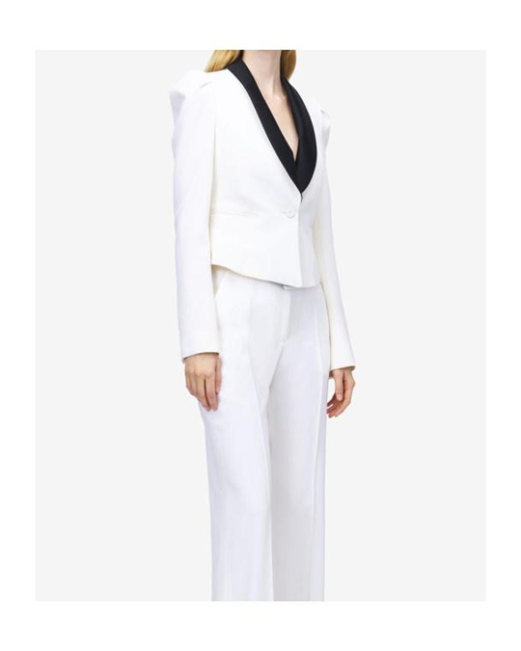 McQueen White Wool Cropped Blazer