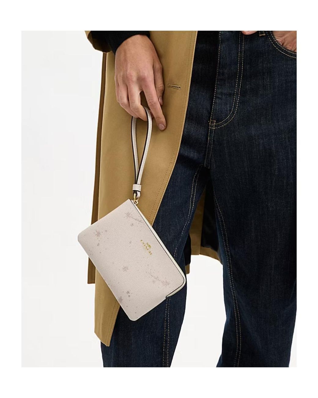 COACH Natural Corner Zip Wristlet With Star Print