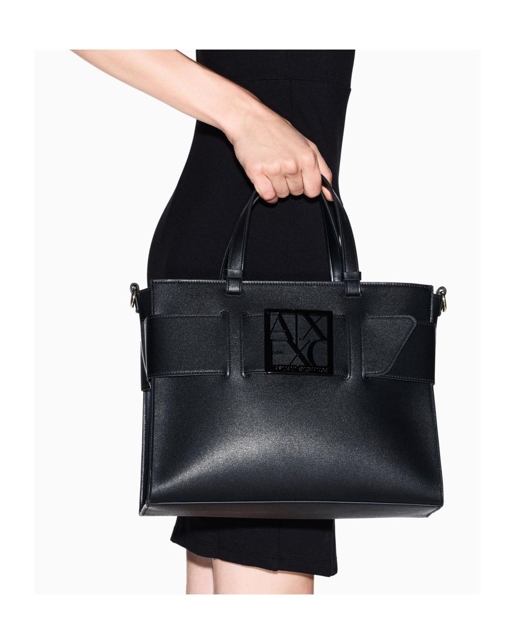 ARMANI EXCHANGE Black Large Tote Bag
