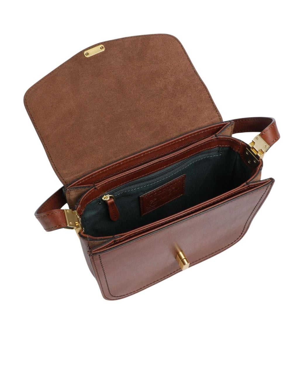 The Bridge Brown Mia Twist-Lock Leather Shoulder Bag