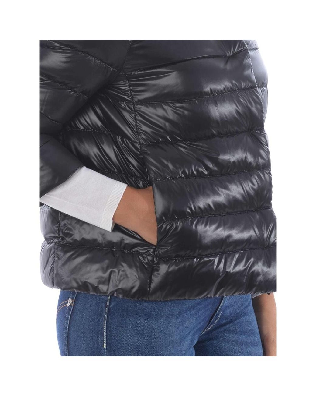 Herno Blue Three-Quarter Sleeve Quilted Down Jacket