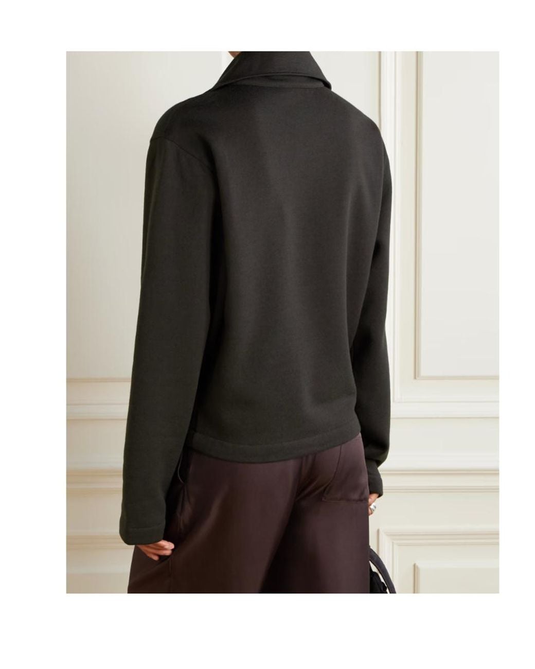 Lemaire Black Long-Sleeved Half-Zip Sweatshirt