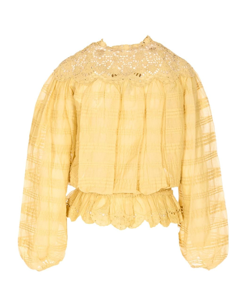 Isabel Marant Natural Polly Cotton And Floral Lace Blous