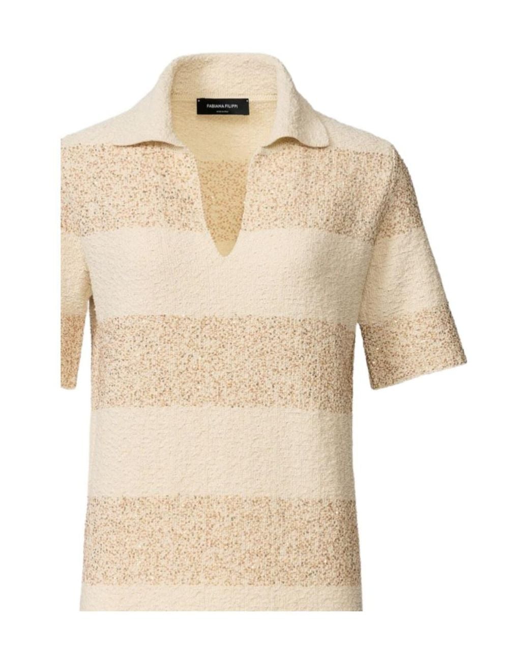 Fabiana Filippi Natural Striped Polo Midi Dress