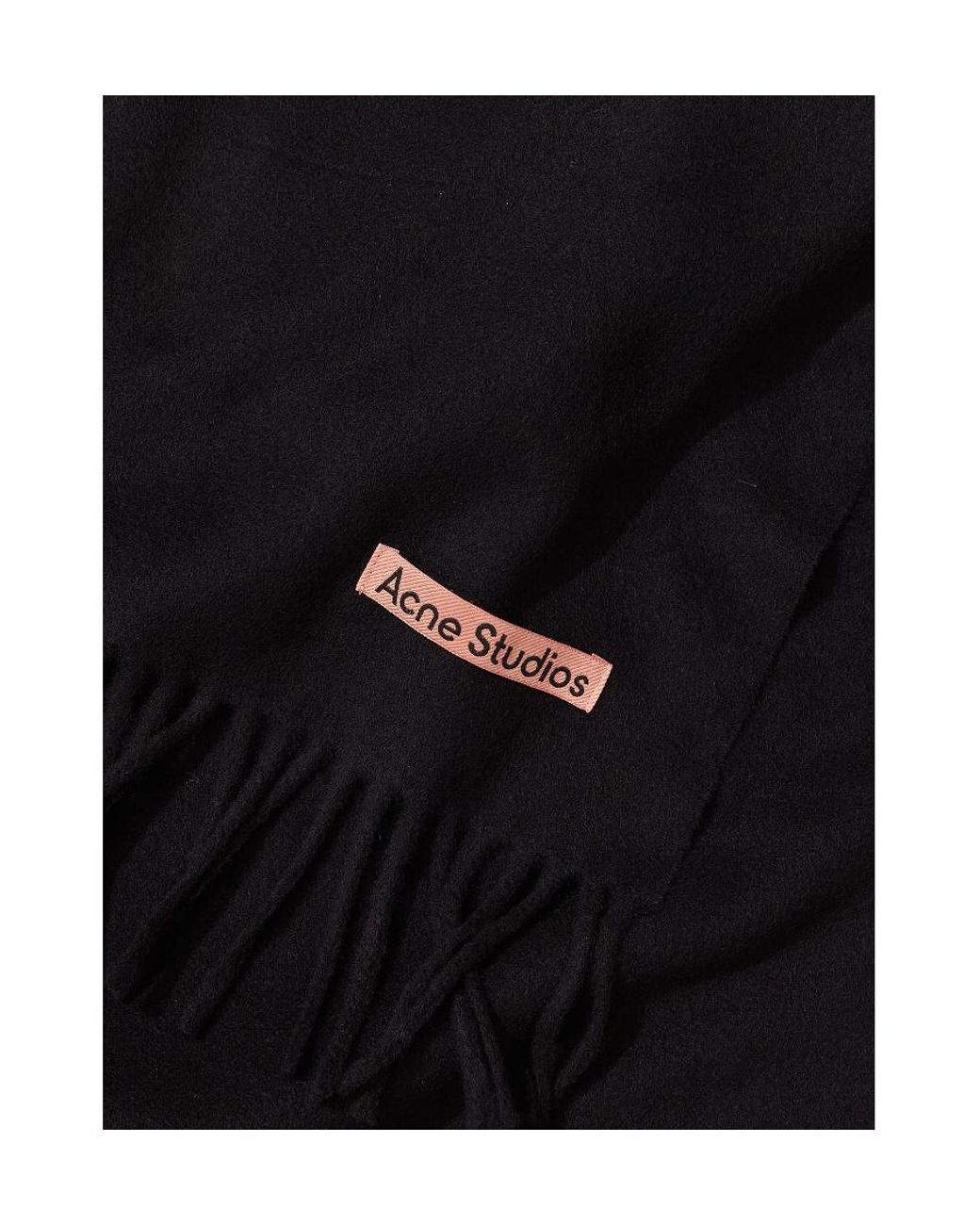 Acne Black Logo Patch Fringed-Edge Scarf for men
