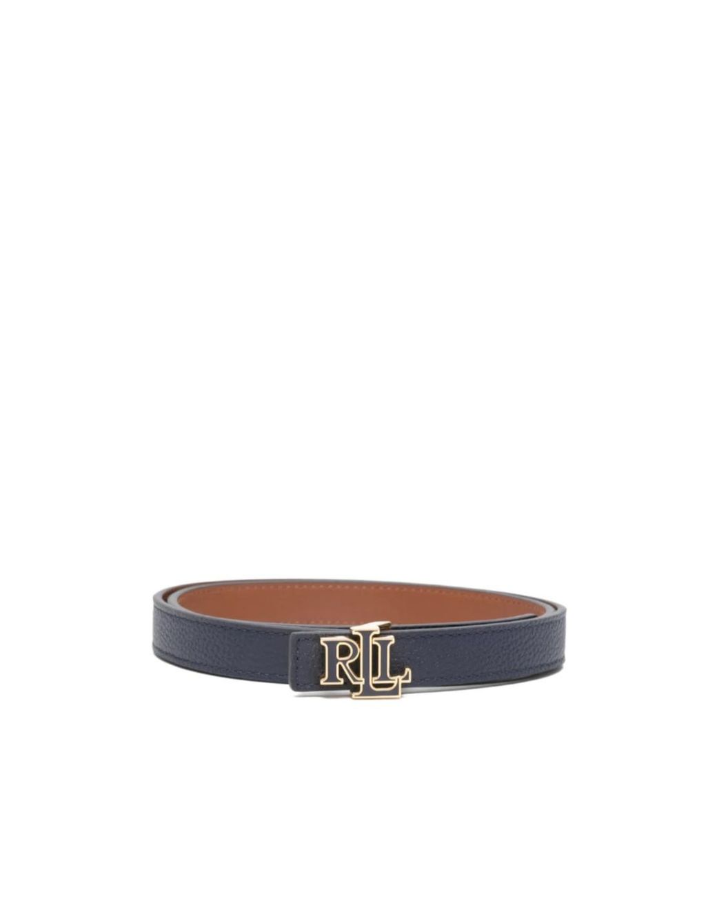Ralph Lauren White Lauren Logo Plaque Buckle Belt