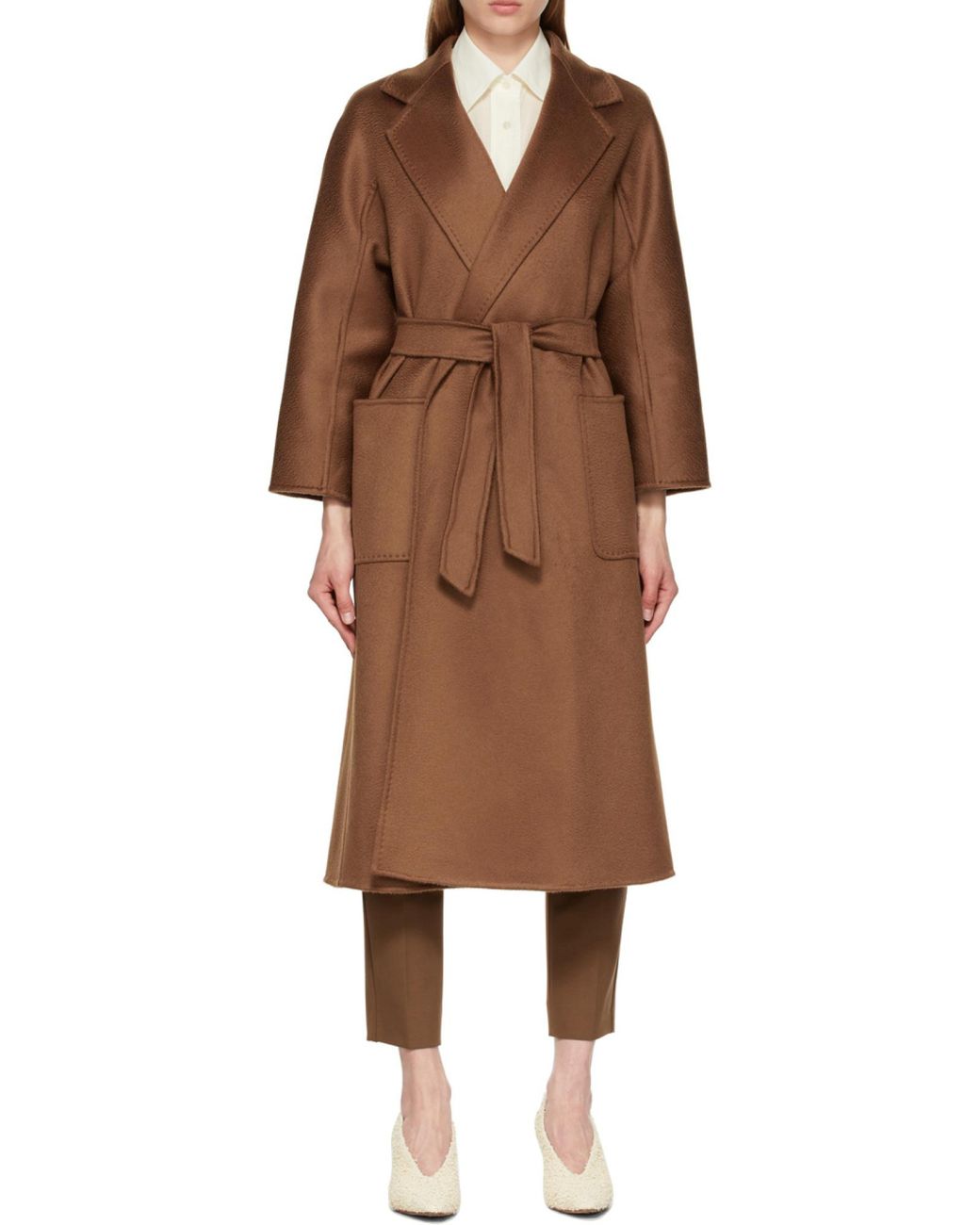 Max Mara Brown Ludmilla Belted Long-Sleeved Coat