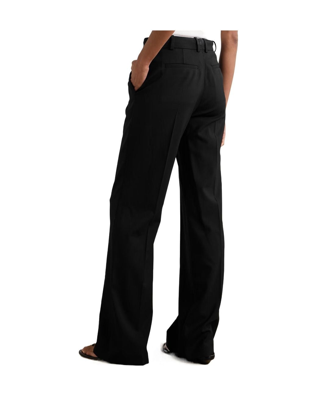 Joseph Black Pleated Stretch-Wool Twill Straight-Leg Pants