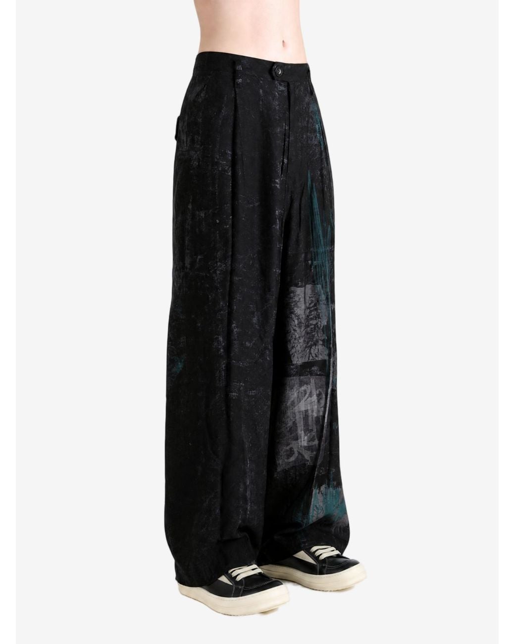 Y's Yohji Yamamoto Gray Cupro-Dungaree Twill Gather Pants