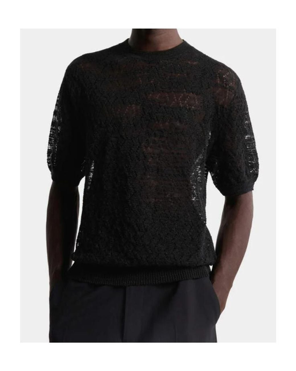 DSquared² Black T-Shirt Perforated for men